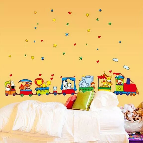 RELIZA WALL STICKER KERETA SIRKUS TRAIN ANIMAL TRANSPORTASI ANAK KIDS AY9065 STIKER DINDING