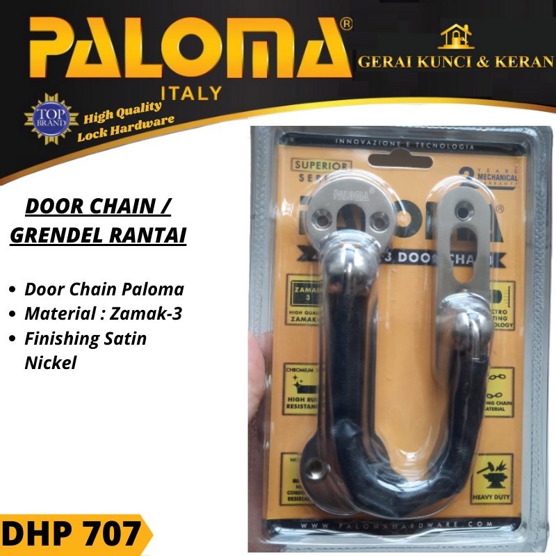 PALOMA DHP 707 GRENDEL PENGAMAN RANTAI PINTU PENAHAN  DOOR CHAIN  SATIN NICKEL