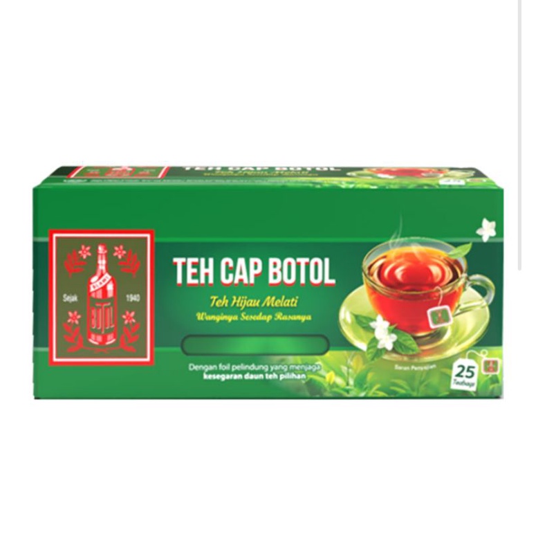 teh celup  cap botol teh hijau melati 25 tea bags