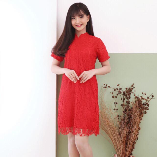Dress brokat semi cheongsam shanghai dress kebaya