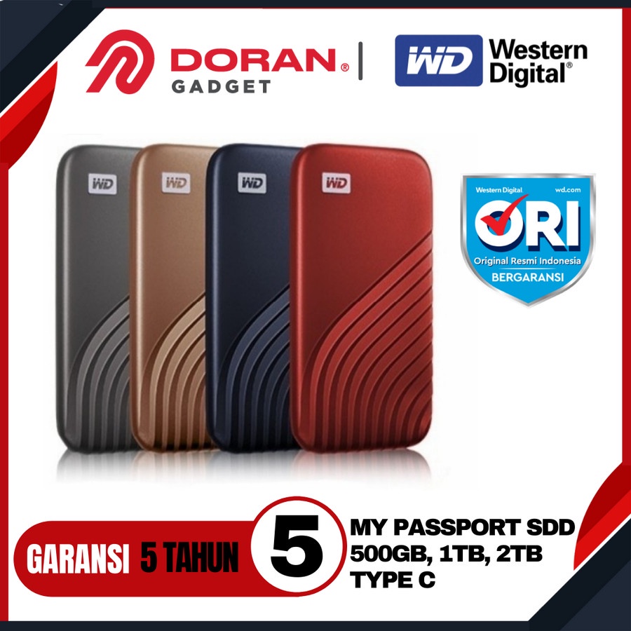 Western Digital WD My Passport 500GB | 1TB | 2TB Portable SSD External  - Garansi Resmi 5  Tahun