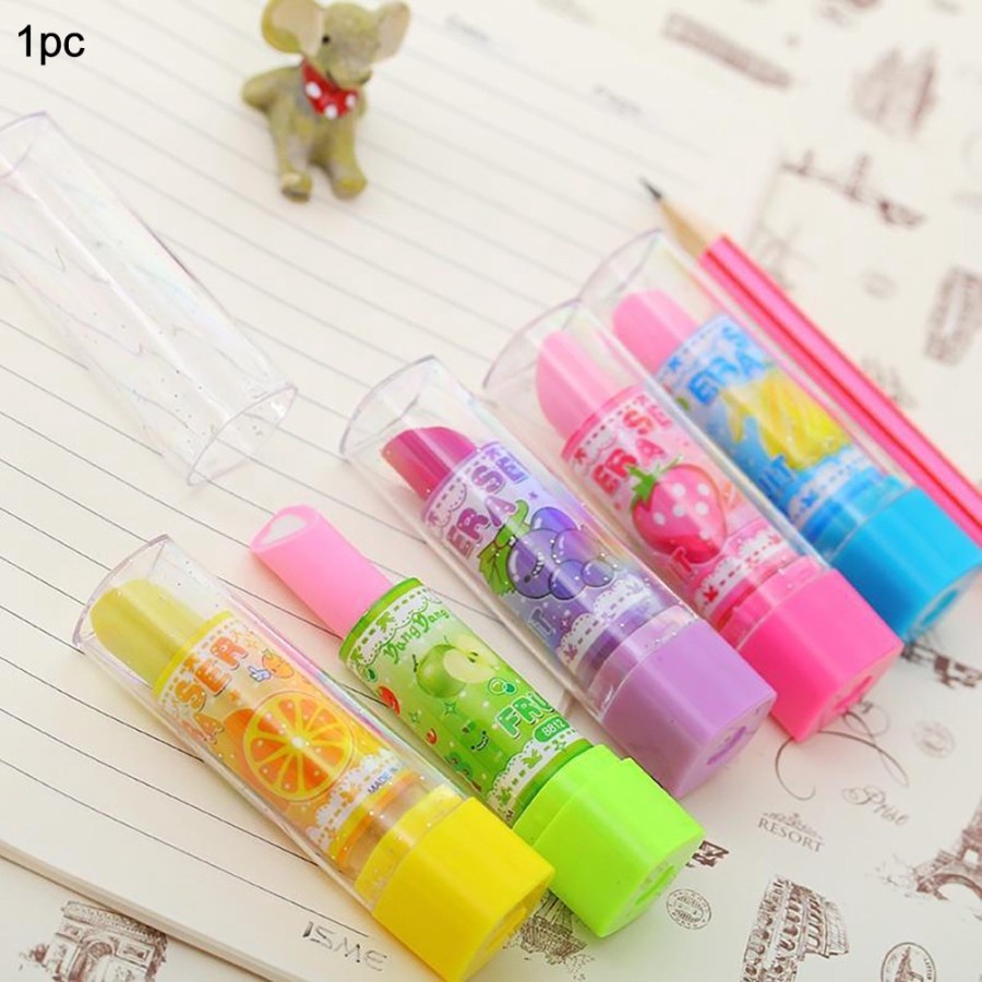 TERLARIS!!! Penghapus Pensil Bentuk Lipstick Lucu Motif Karakter HARGA PER PCS