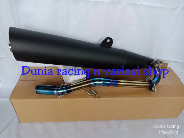 Knalpot Tsukigi Karisma Supra 125 Blade Revo Absolute Leher pelangi blue Stenlis Thailand