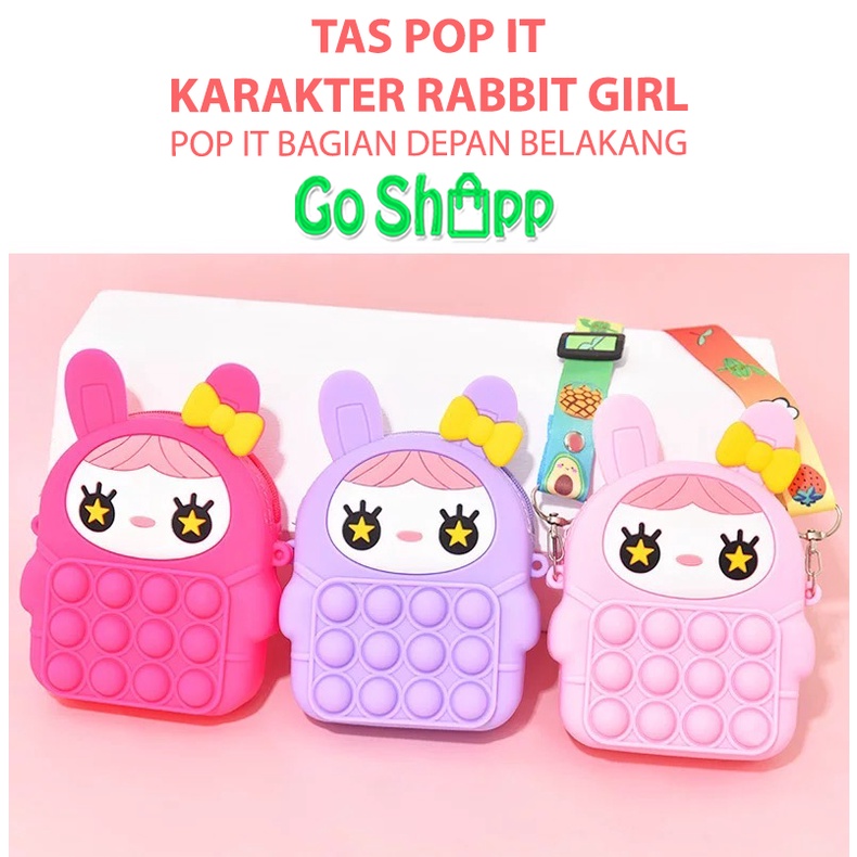 Tas Pop it Anak Lucu Import - Tas Selempang Anak Karakter Rabbit Girls - Tas Pop It Unicorn Terbaru Import - Tas Anak Lucu Pop It Fidget Toys [JL14]