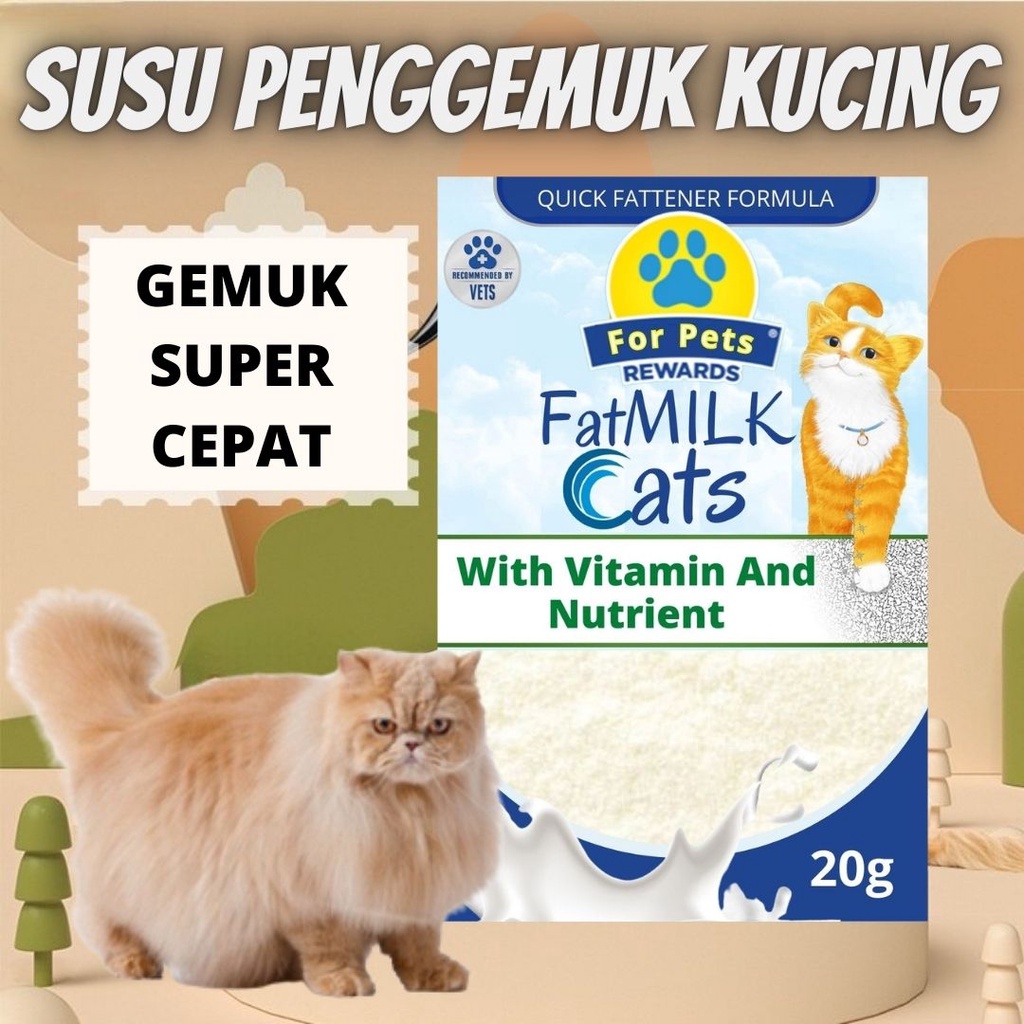 Susu Penggemuk Kucing 20gram Susu Kitten dan Adult Sachet Vitamin Penambah Nafsu Makan Super Cepat Anti Alergi FAT MILK FEZONE