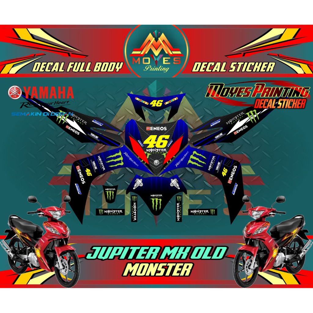DECAL MX OLD 135 STIKER MX OLD DECAL STRIFING MOTOR JUPITER MX OLD 135 VAREASI BIRU MONSTR