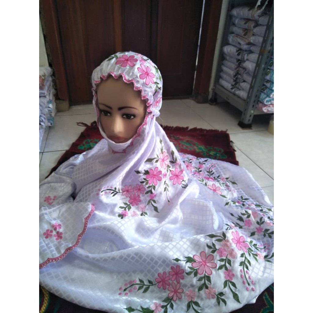 Mukena terusan bordir,mukena lajuran panjang, mukena dewasa