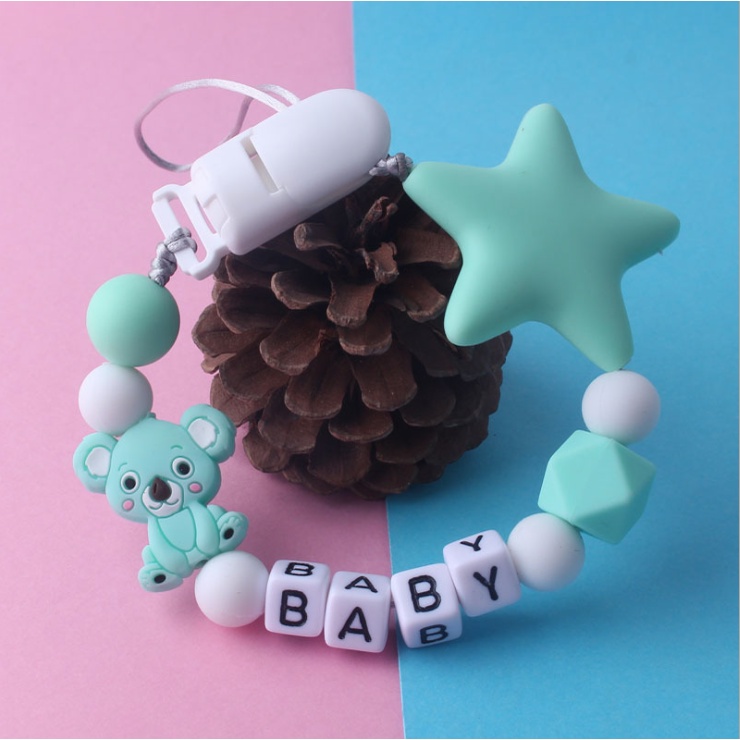 PC 4 | TALI EMPENG DAN TEETHER BISA CUSTOM NAMA | PACIFIER CLIP | TEETHER TALI DOT EMPENG CHAIN GANTUNGAN BAHAN SILIKON AMAN BPA FREE | RUZAIN MALL