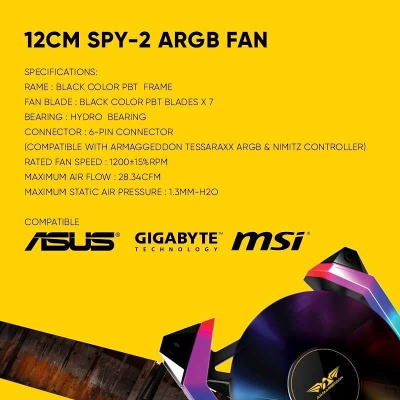 Fan Armaggeddon Tessaraxx SPY Series ARGB Fan | Support Aura Sync