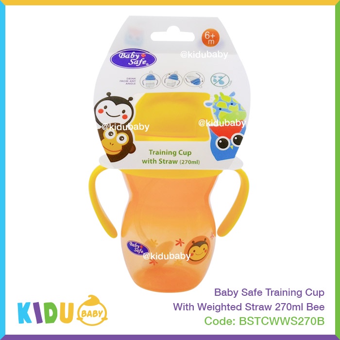 Baby Safe Botol Minum Anak Training Cup With Weighted Straw 270ml Kidu Baby