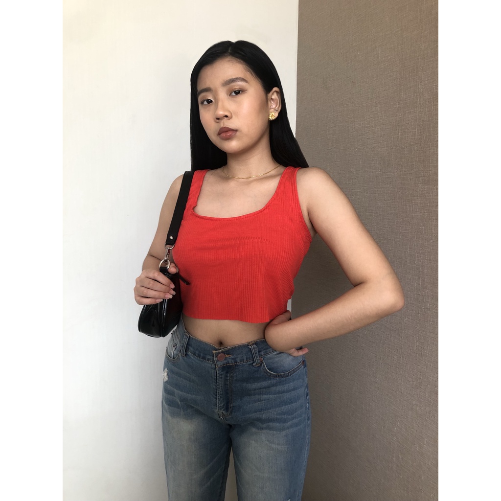 Red Ribbed Tank top