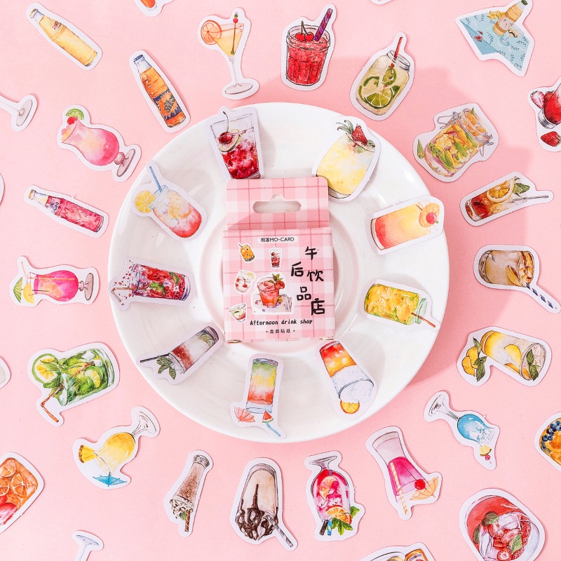 45pcs/set Cold Drink Shop Series Stickers Creative Cute Hand Account Decoration Material Stickers