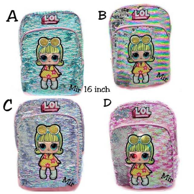 Tas Anak Ransel Sequin/Tas Backpack Anak Sequin/Tas Ransel Sequin LOL/Tas LoL Mata Nyala