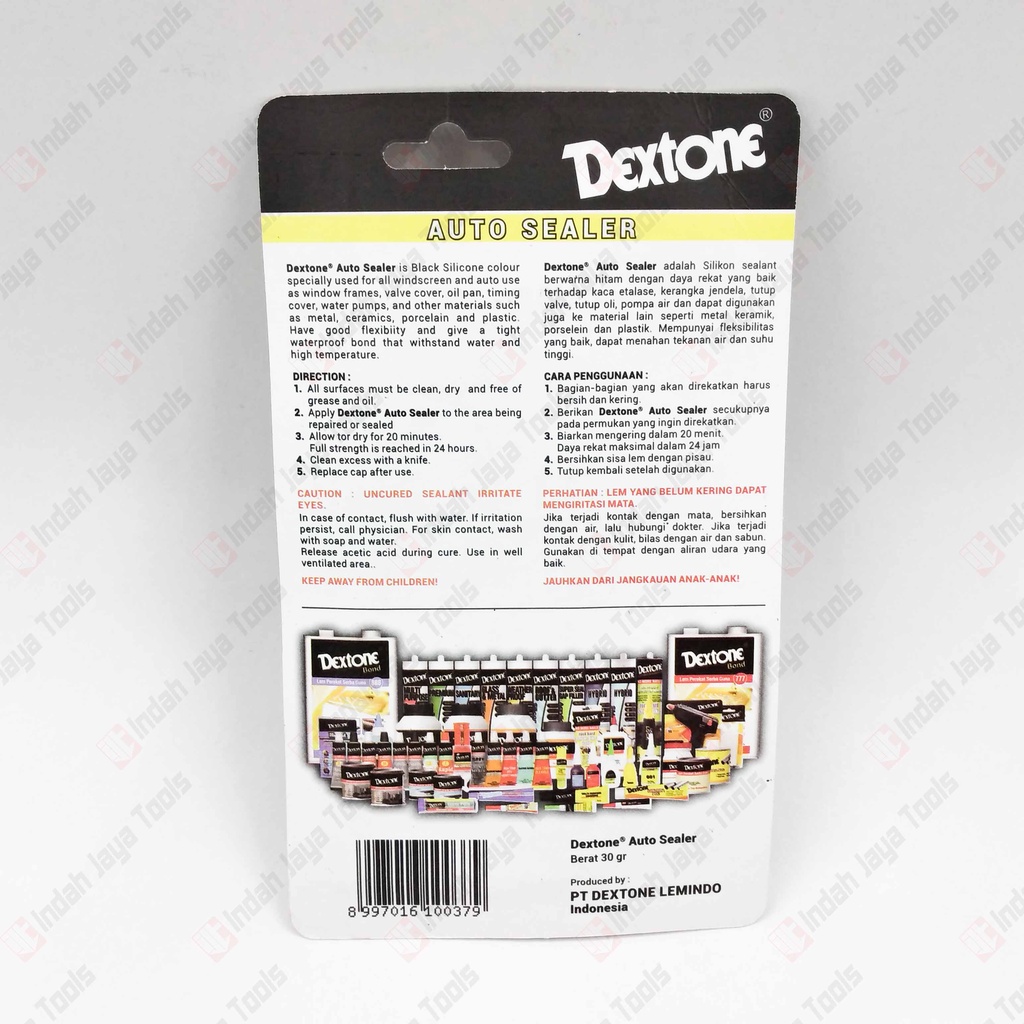 DEXTONE AUTO SEALER 30 GRAM - Silicone Silikon Hitam Black Lem Kaca Rubber