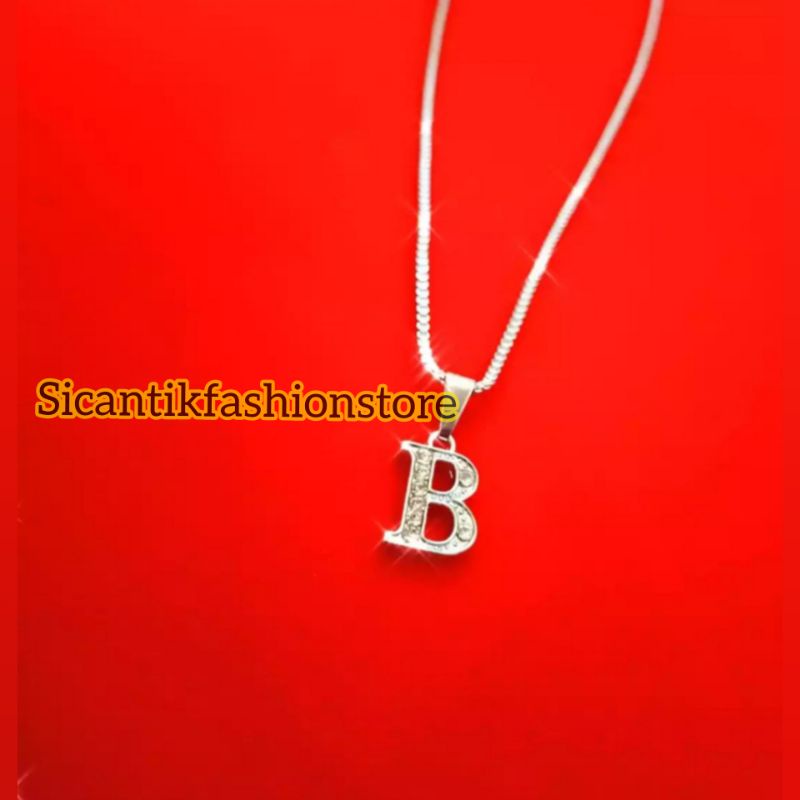 Kalung Titanium liontin huruf B silver Fashion wanita terlaris anti Karat tidak luntur liontin huruf