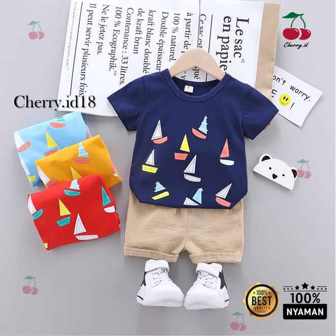 Cherry COD Setelan Anak Laki-Laki / Setelan Baju Anak / Setelan Pakaian Anak Motif Kapal SB18