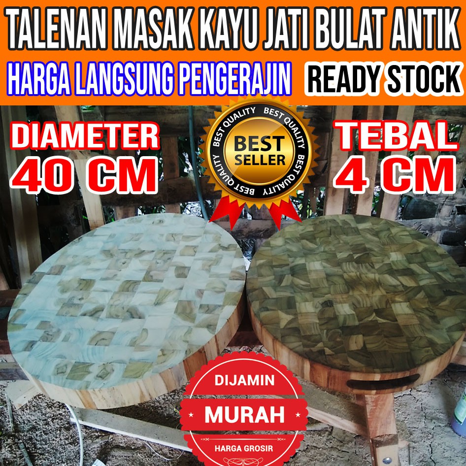 Talenan Kayu Besar Bahan Jati | Tatakan Masak Kayu Bulat Besar Tebal Harga Murah Langsung Pengrajin
