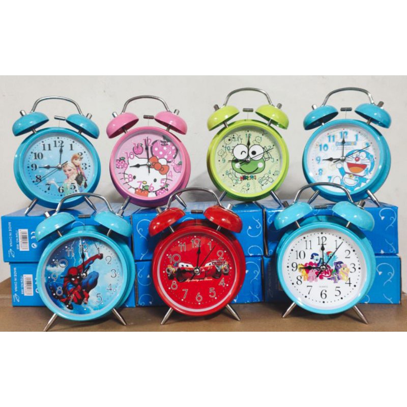 Jam Weker Beker Alarm Besar Karakter Hello Kitty, Doraemon, Frozen, Cars, Pony, Spiderman