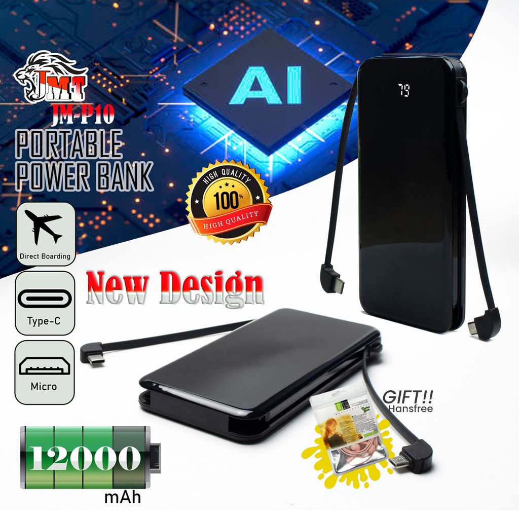 POWERBANK JMT 12000mAh Dual Input Port Type C &amp; Micro