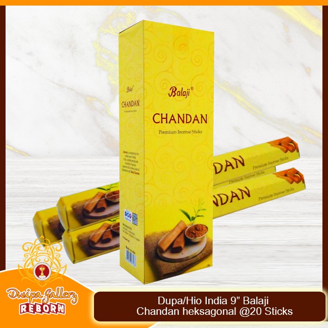 Dupa/Hio Wangi india 9&quot; Balaji Chandan heksagonal @20 sticks (6pcs/box)