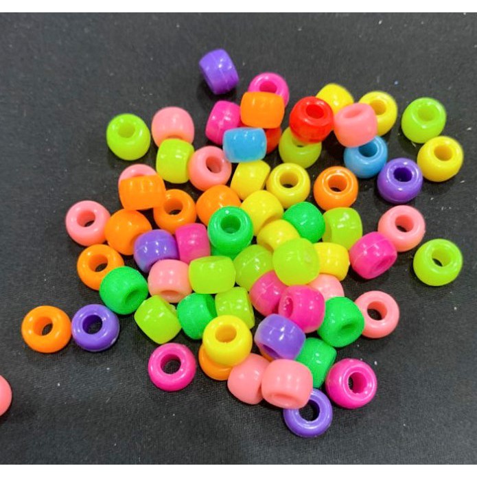 50 Pcs Manik-Manik Bahan Akrilik Warna-Warni Ukuran 6x9mm Untuk Membuat Perhiasan Gelang Dan Kalung