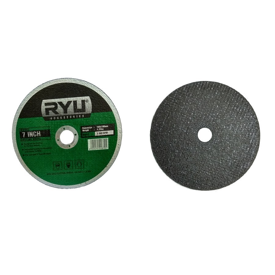 RYU Batu Potong Besi 7 inch 4 inch Cutting Wheel 180 mm x 1,6 mm / Cutting Wheel 7&quot; 4&quot; / Mata Gerinda 180 x 1,6 Mm / Pisau Potong Mesin Cut Offryu