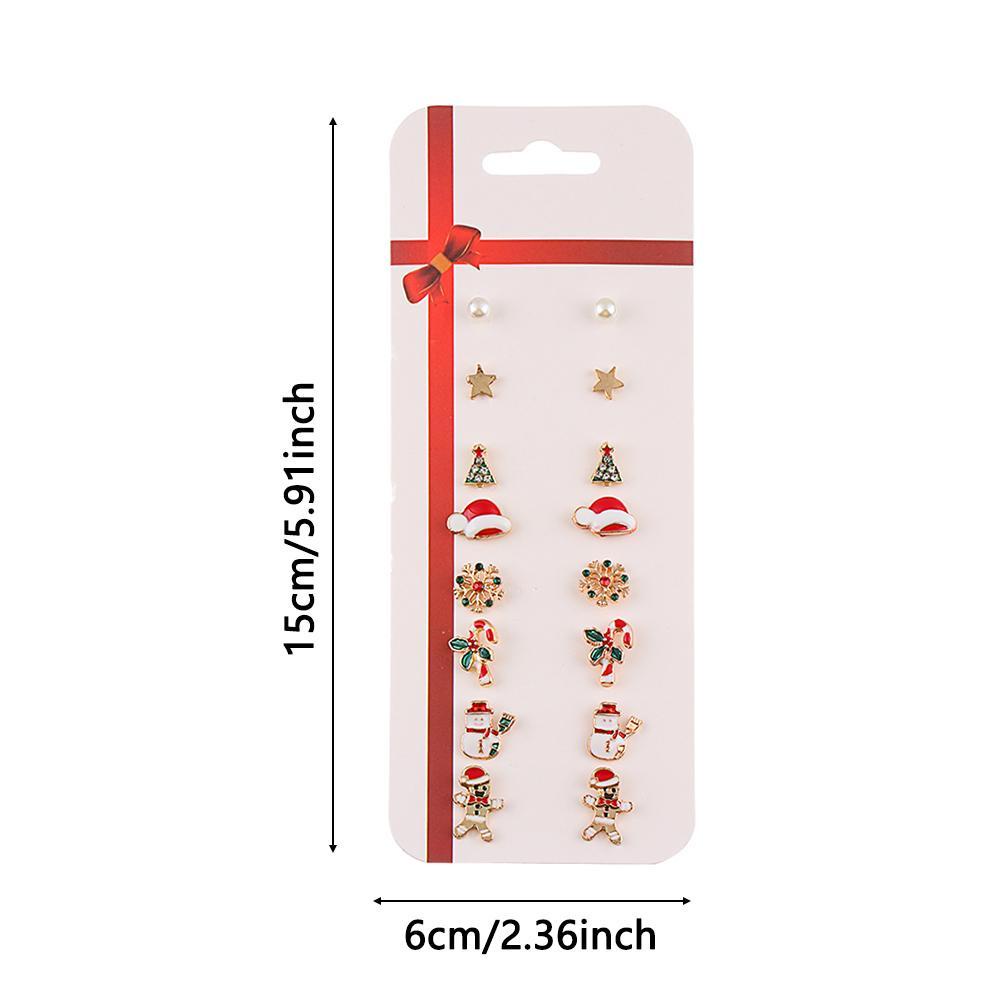 Solighter 8pasang Anting Natal Set Fashion Perhiasan Aksesoris Stocking Snowflakes Drop Menjuntai