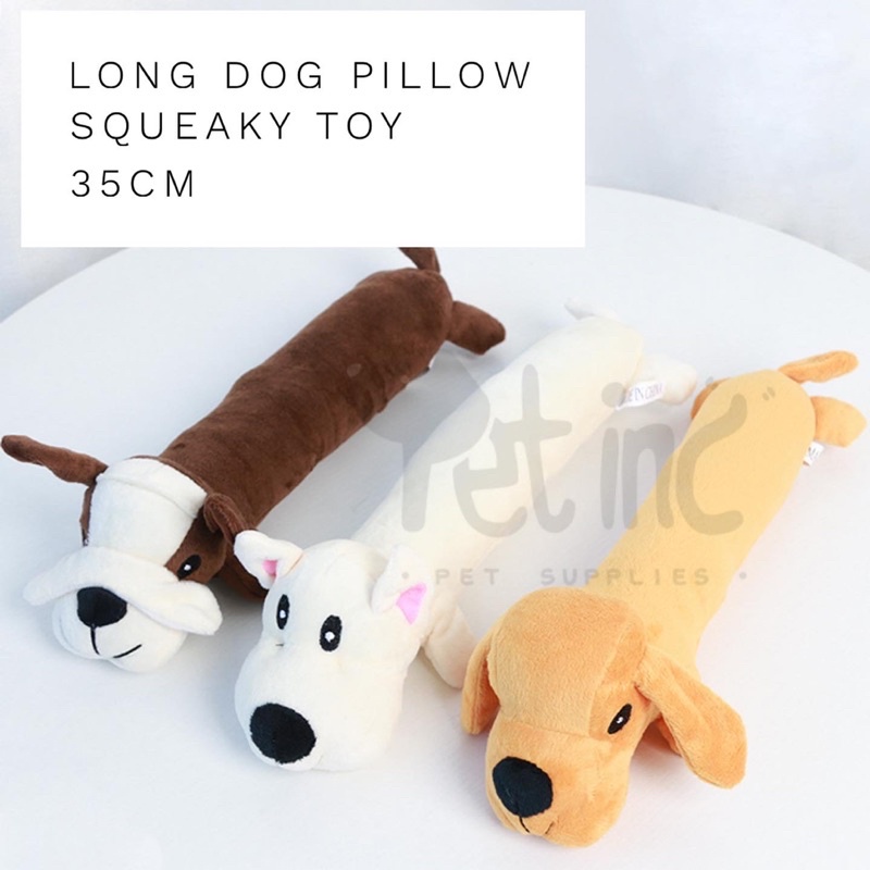 Long dog pillow squeaky toy 35cm