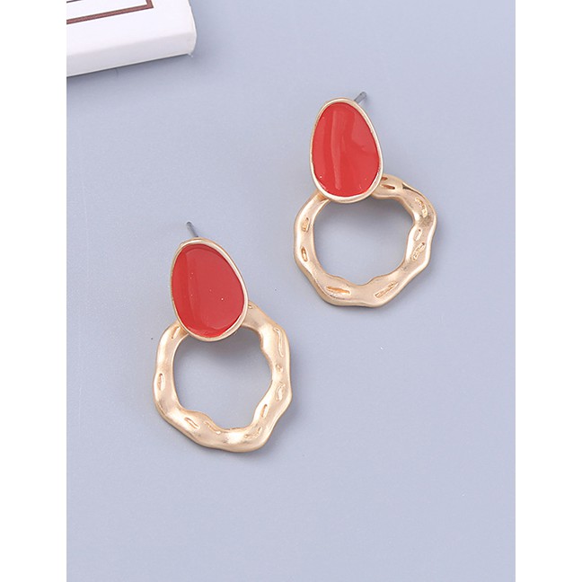 LRC Anting Tusuk Fashion S925 Sterling Silver Drop Oil Geometric Circle Earrings F94124