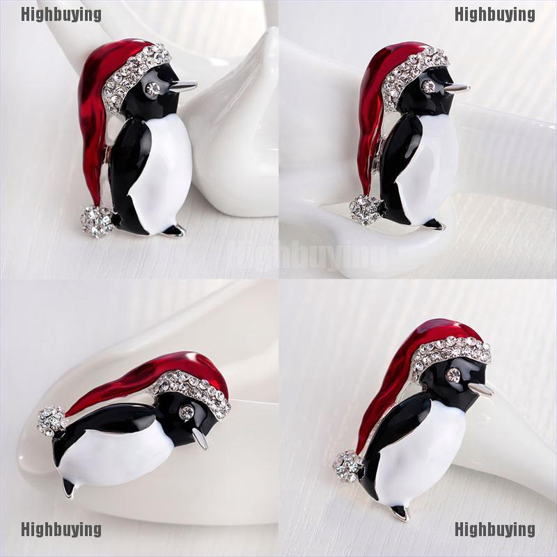 Hbid Glory Bros Pin Bentuk Penguin Elegan Aksen Berlian Imitasi Untuk Hadiah Natal