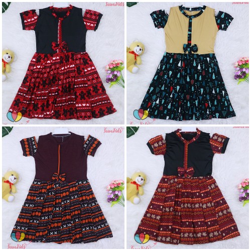 (NATAL) Dress Sabrina uk 4-7 tahun -  Dres Baju Gaun Anak Perempuan Harian Pesta Kids Adem Murah