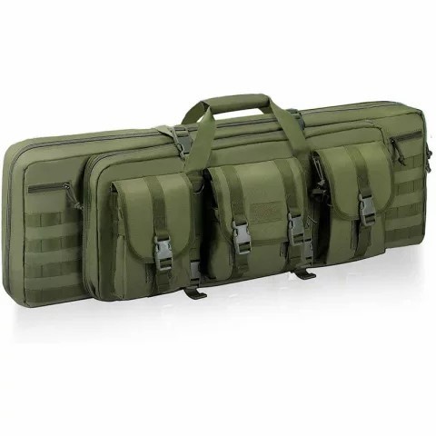 tas senjata laras panjang 2 kompartemen hijau army 130x30x12cm airsoftgan berkuwalitas premium