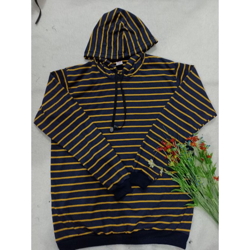 kaos hoodie salur lengan panjang plus rip bawah