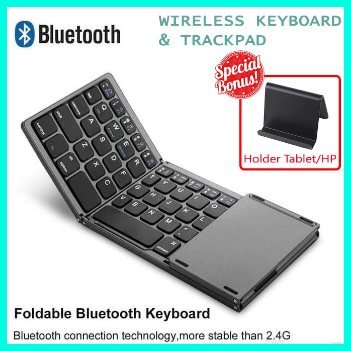 Foldable Wireless Keyboard & Touchpad Bluetooth Lipat Mac