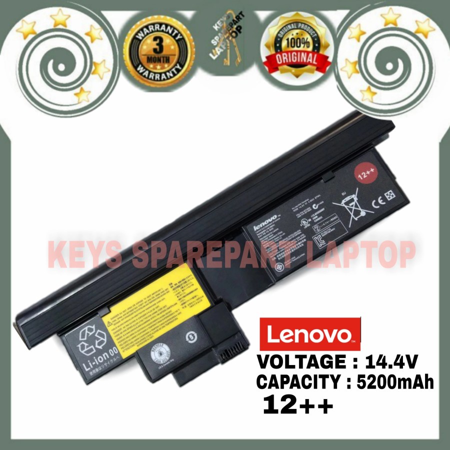 Baterai Batre Battery Laptop IBM Lenovo ThinkPad X200 X201 Tablet X200T 43R9257 42T4658 14.4V 5200mAh 12++ Original 8 cell