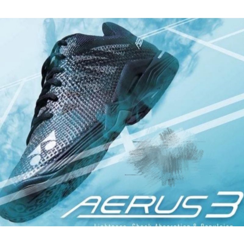 Sepatu Yonex Aerus 3 Black Sepatu Olahraga Bulutangkis Unisex Sepatu Olahraga Badminton Unisex Sepat