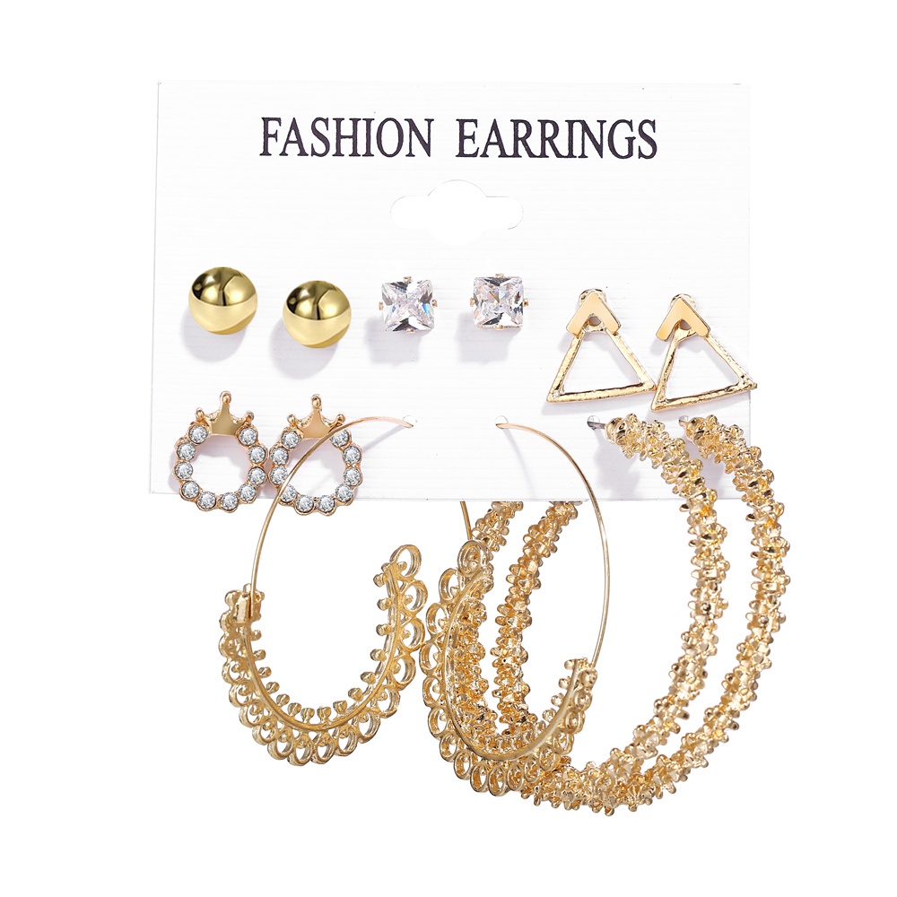 20Types Bohemia Anting Emas Set Anting Korea Fashion Rumbai Retro Geometris Hollow Mutiara Kupu-kupu Wanita Perhiasan Aksesoris-19