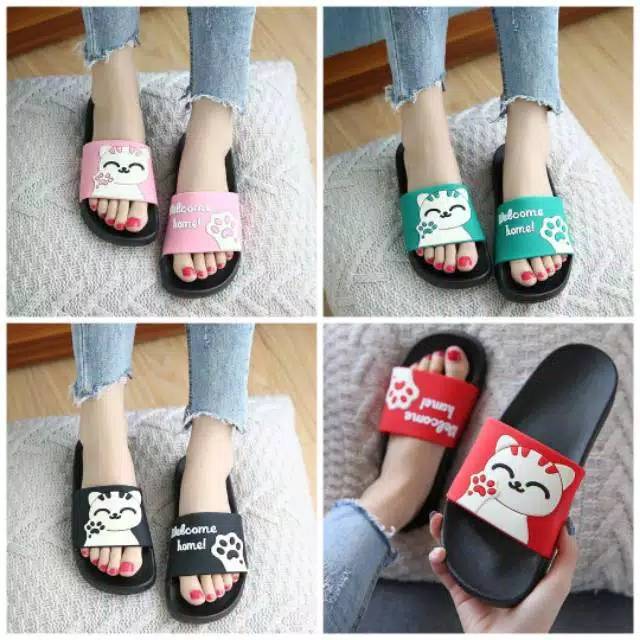 Sandal karet wanita / sandal slop wanita Karakter Welcome Home