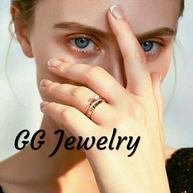 GG Cincin Angka Romawi Berlian Titanium#CC-