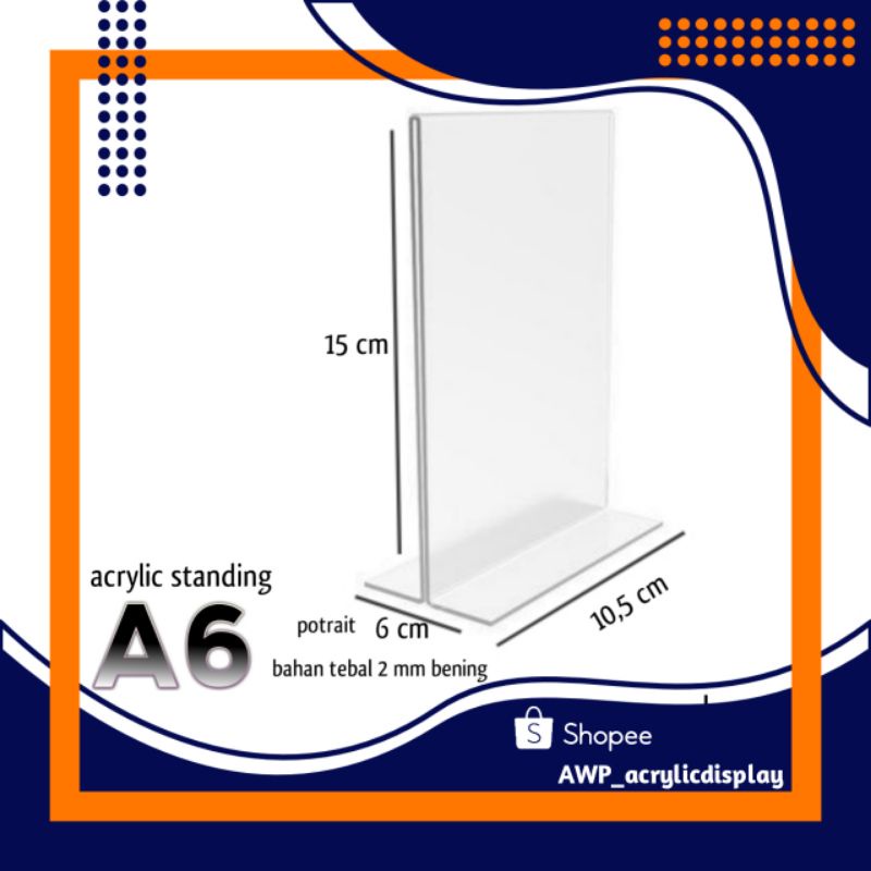 

TEMPAT BROSUR / TENT HOLDER / TENT CARD AKRILIK DISPLAY 2 SISI A6