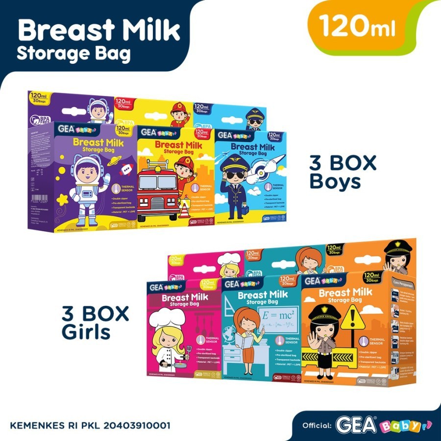 Gea Baby Breast Milk Storage Bag 120ml - Kantong ASI Bayi Seri Profesi 120 ml isi 30pcs