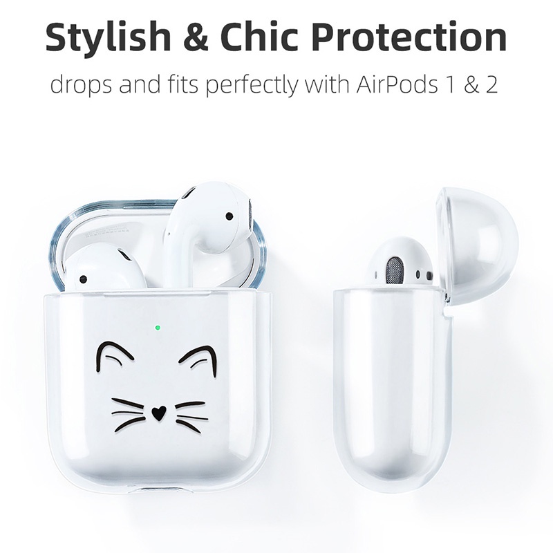 Case Cover Headphone Motif Kucing Kartun Untuk AirPods 1 / 2