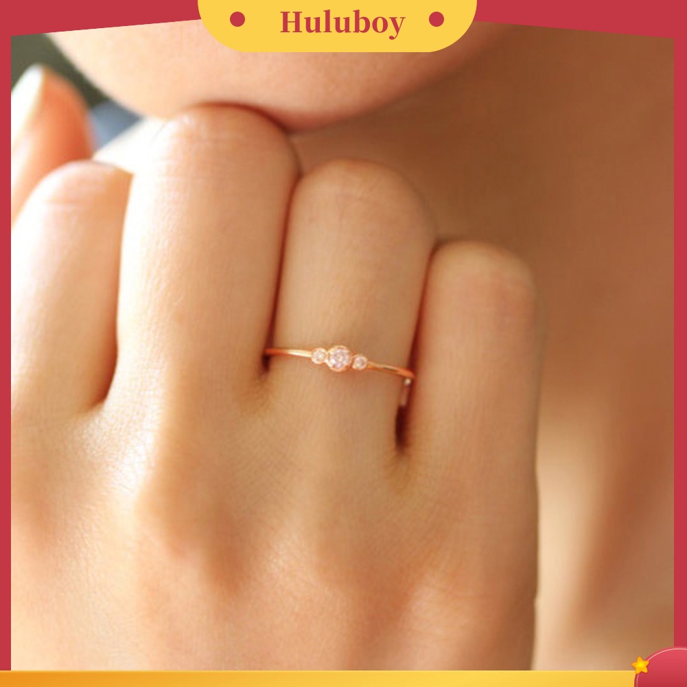 Hu Hu Hu Hu Hu Alat Bantu Pasang Kacamata♡ Cincin 3 Zircon Bahan Alloy Anti Alergi Untuk Wanita