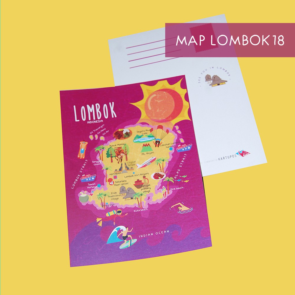 

Kartu pos- Map Postcard Lombok