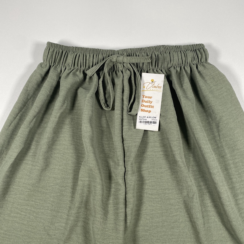 VIOLET HIGHWAIST LOOSE PANTS KULOT CRINCLE AIRFLOW-Matcha