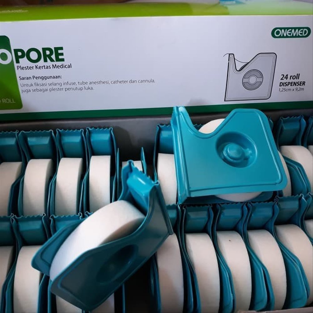 Isopore 1,25cm x 9,2m + Dispenser Onemed Plester Kertas Medical