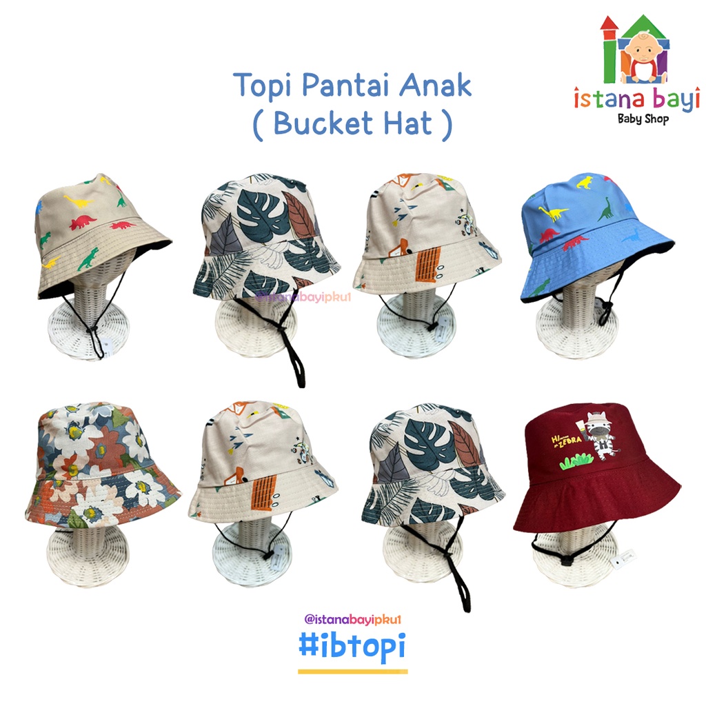 Catellove Topi Pantai Anak Tali Motif / Topi Anak - Bucket hat