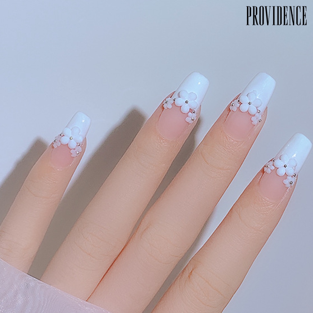 Providence Nail Decoration Easy to Stick DIY White Five Petal Flower Small Nail Ornament for Female