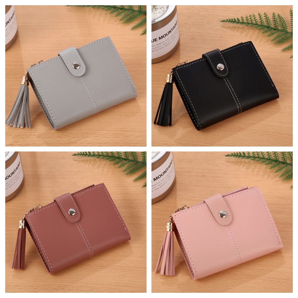 Dompet wanita cewek multi fungsi gesper dengan multi kartu bahan premium import hitam pink abu DC019