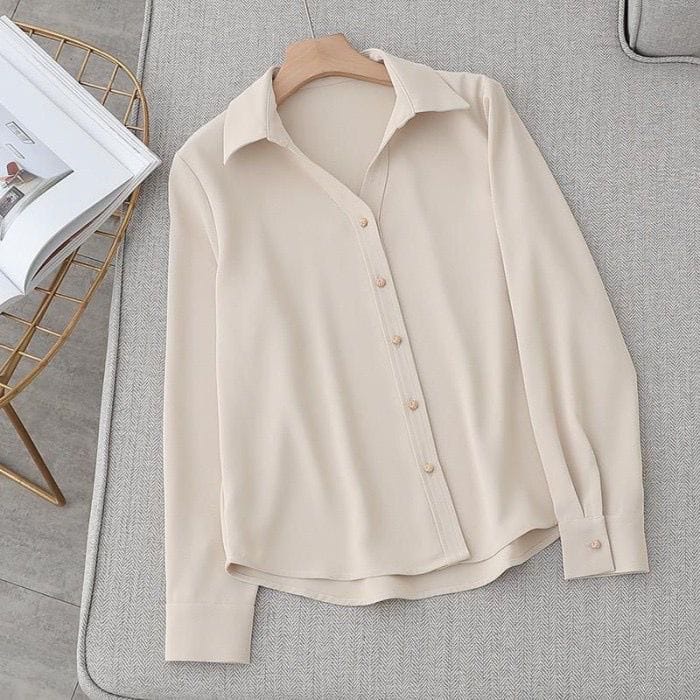 BEFAST - ZEC OOTD Kemeja Wanita SHAIYA / Gold Button Voxy Shirt / Kemeja Wanita lengan Panjang / Pakaian Wanita Kerja/Kampus / Kemeja Polos Formal / Fashion Wanita Casual / Kemeja Termurah / Kemeja Best Seller